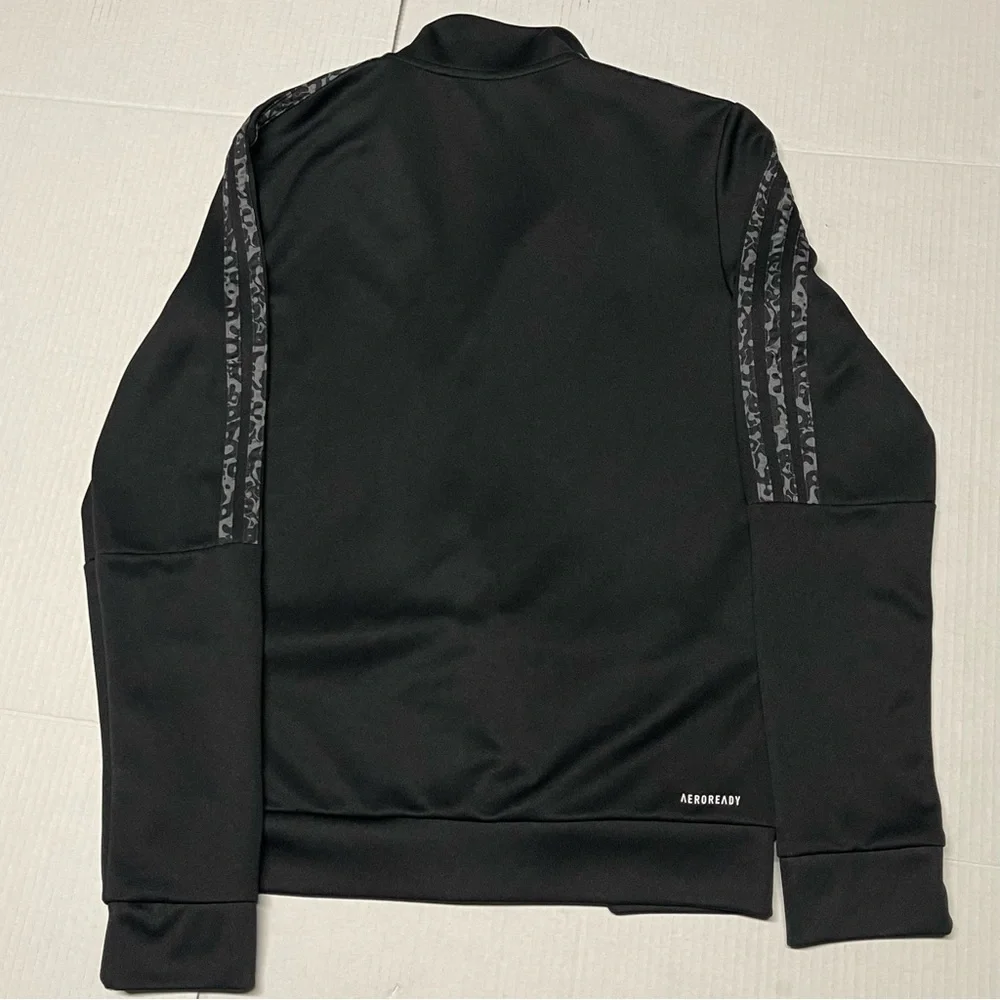 Adidas Women’s Sereno Track Jacket Size Small Black Camo Sleeve Striped Full Zip - Picture 9 of 13